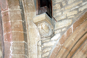 Head corbel on the north wall of the chancel May 2011